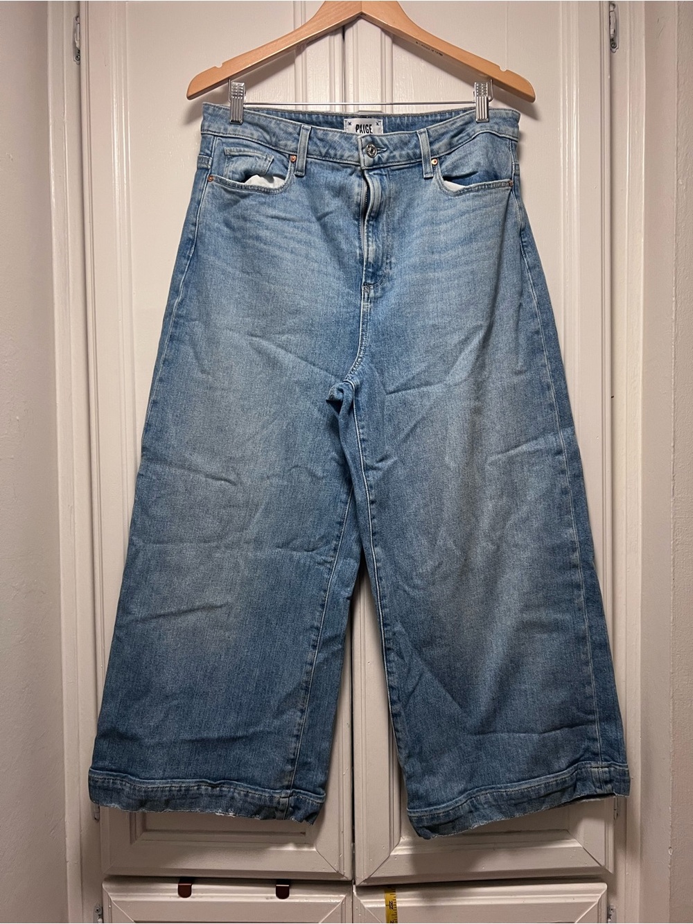 PAIGE Harper Cropped Wide Leg Jeans Blue Light Wash